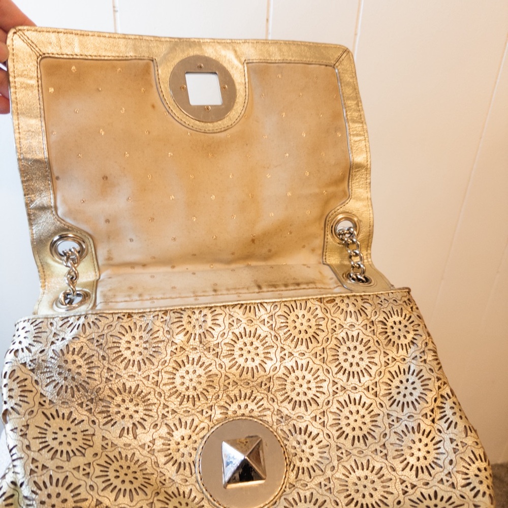 Kate Spade gold leather chainlink handbag, unique. - Picture 3 of 5